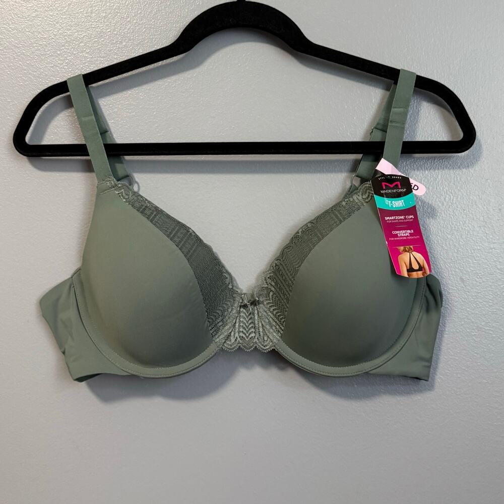 Maidenform Green Lace Trim Underwire T-Shirt Bra NEW 36D